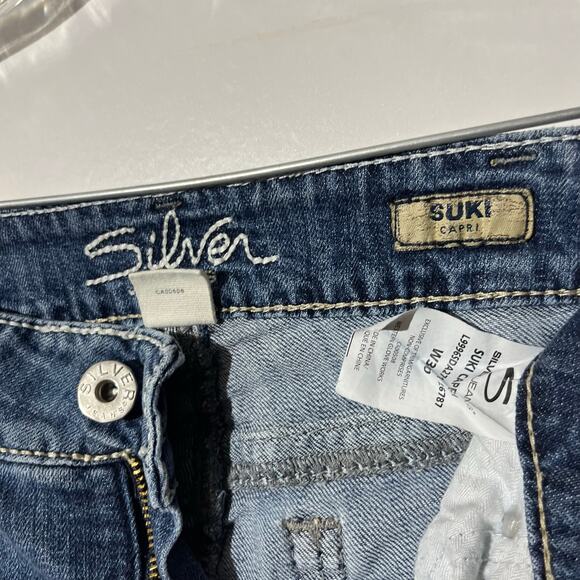 Silver Jeans Suki Capri Straight Blue Denim Jeans Womans Size 30 - Picture 3 of 7